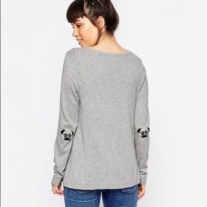 ASOS Grey Cardigan w Boston Frenchie Elbow Patch